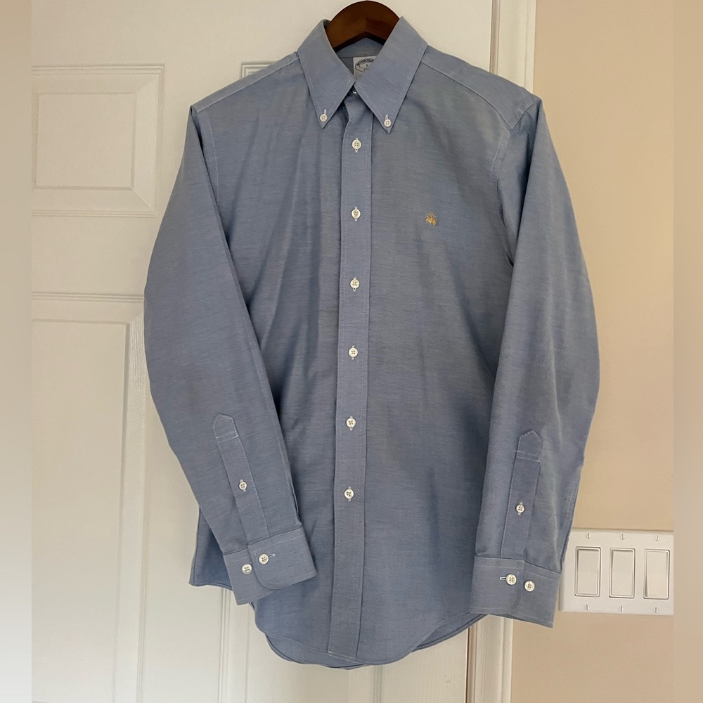 BROOKS BROTHERS 100% SUPIMA COTTON Men's Blue Button-Down Shirt non-iron